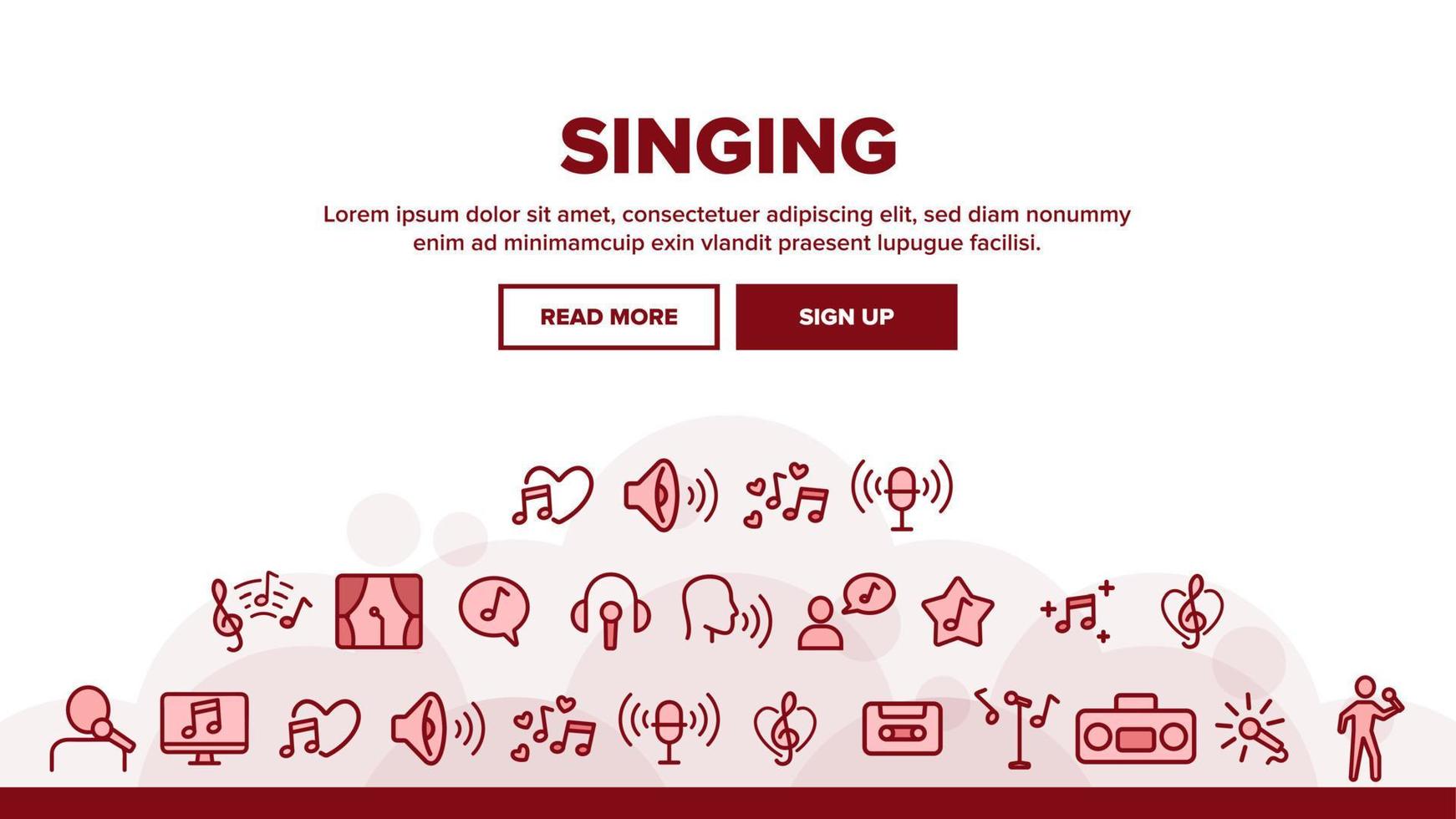 Collection Different Singing Icons Set Vector