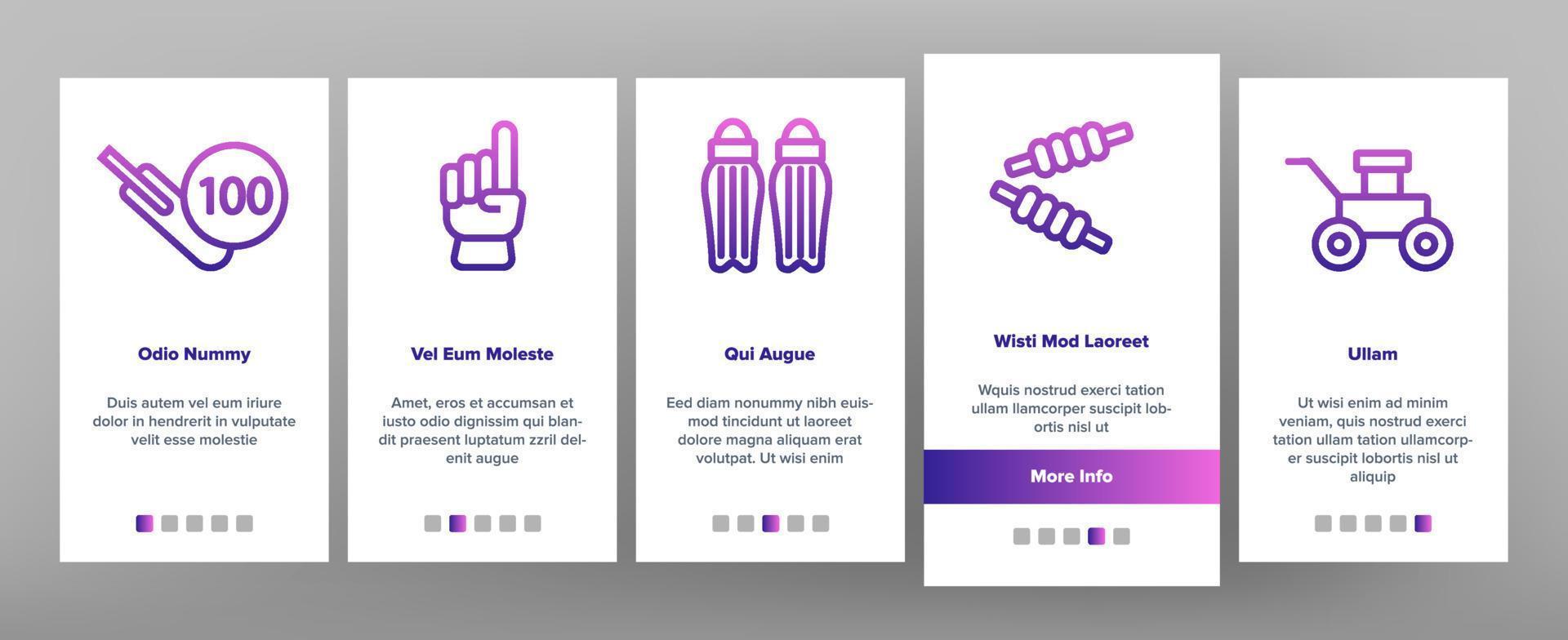 Cricket Onboarding Icons Set Vector