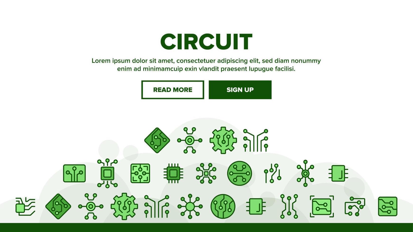 Circuit Computer Chip Landing Header Vector