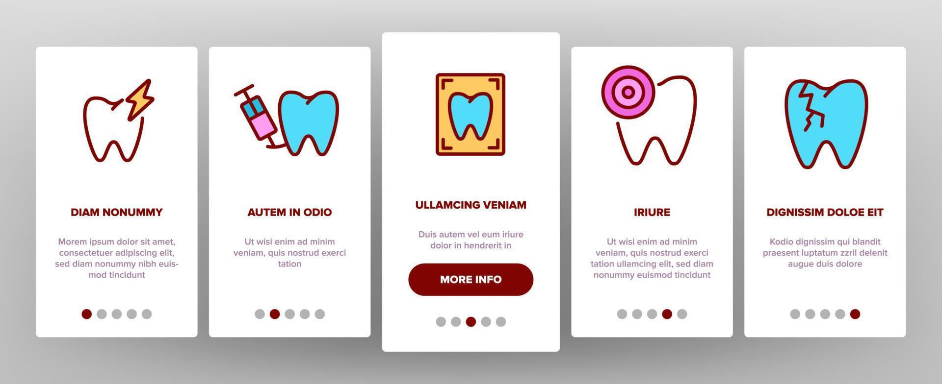 Toothache Onboarding Icons Set Vector