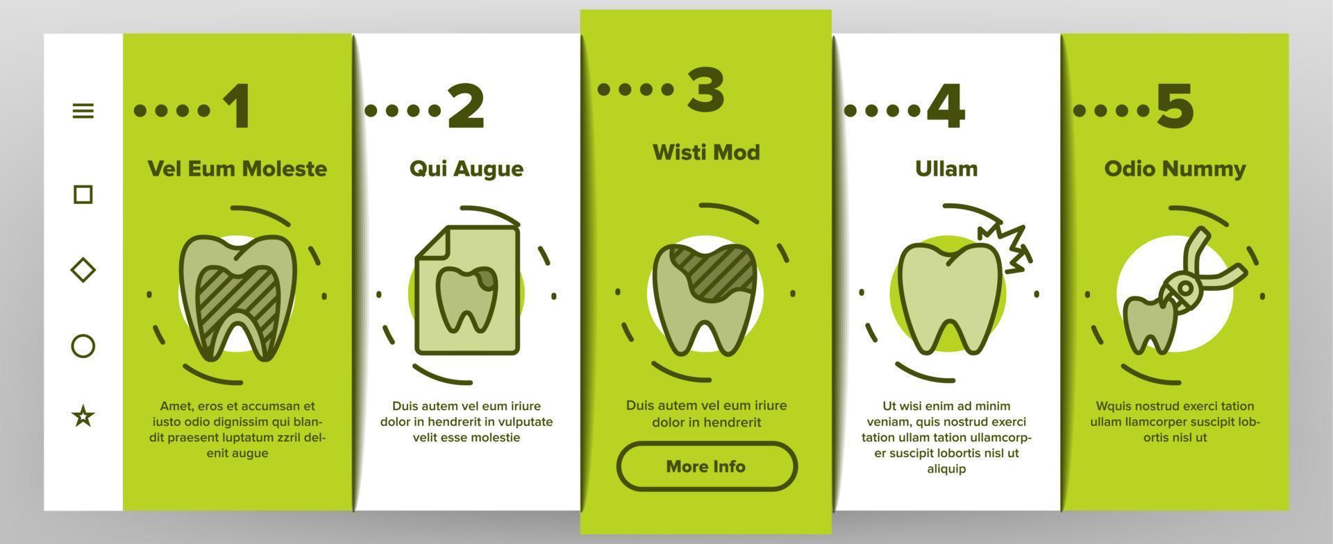 Toothache Onboarding Icons Set Vector