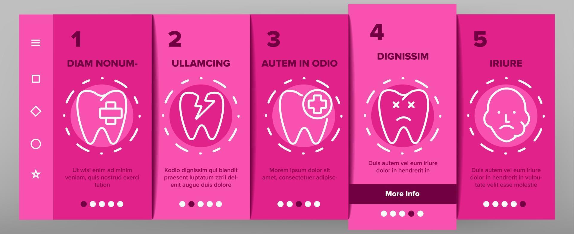 Toothache Onboarding Icons Set Vector