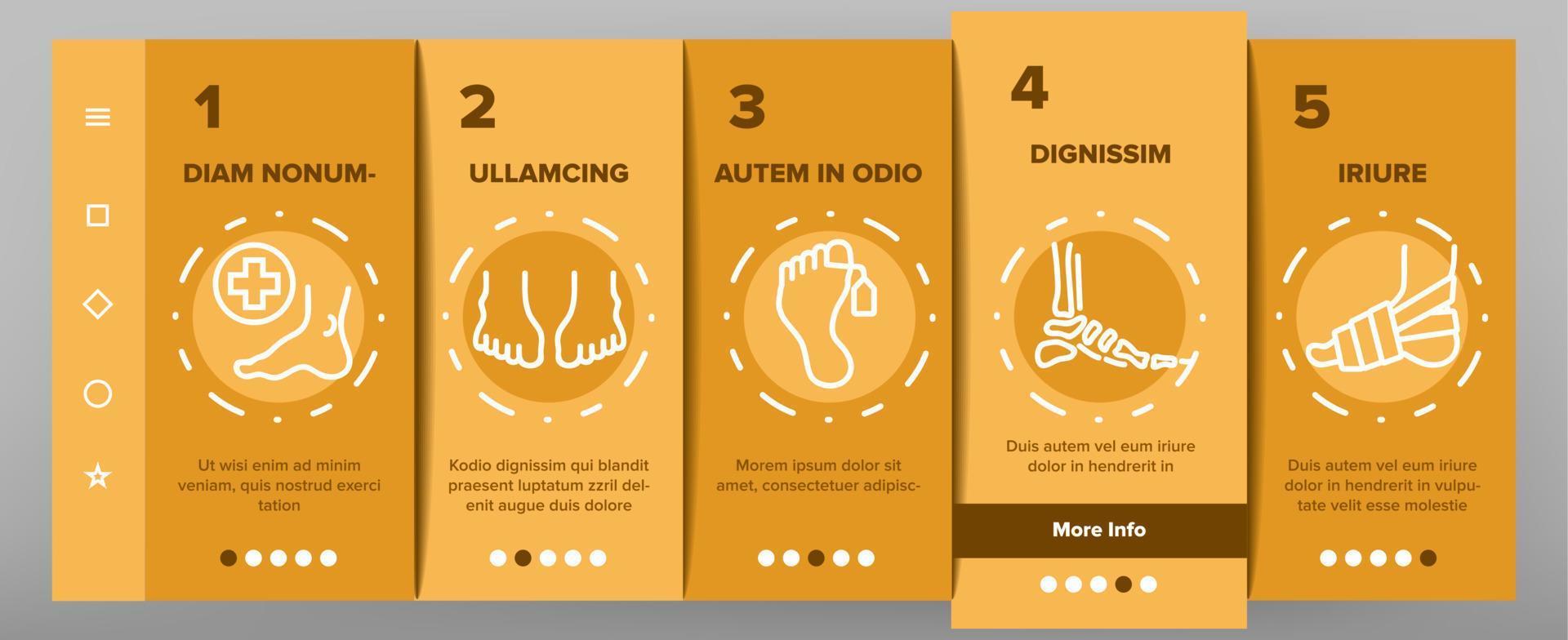 Foot Human Body Part Onboarding Icons Set Vector