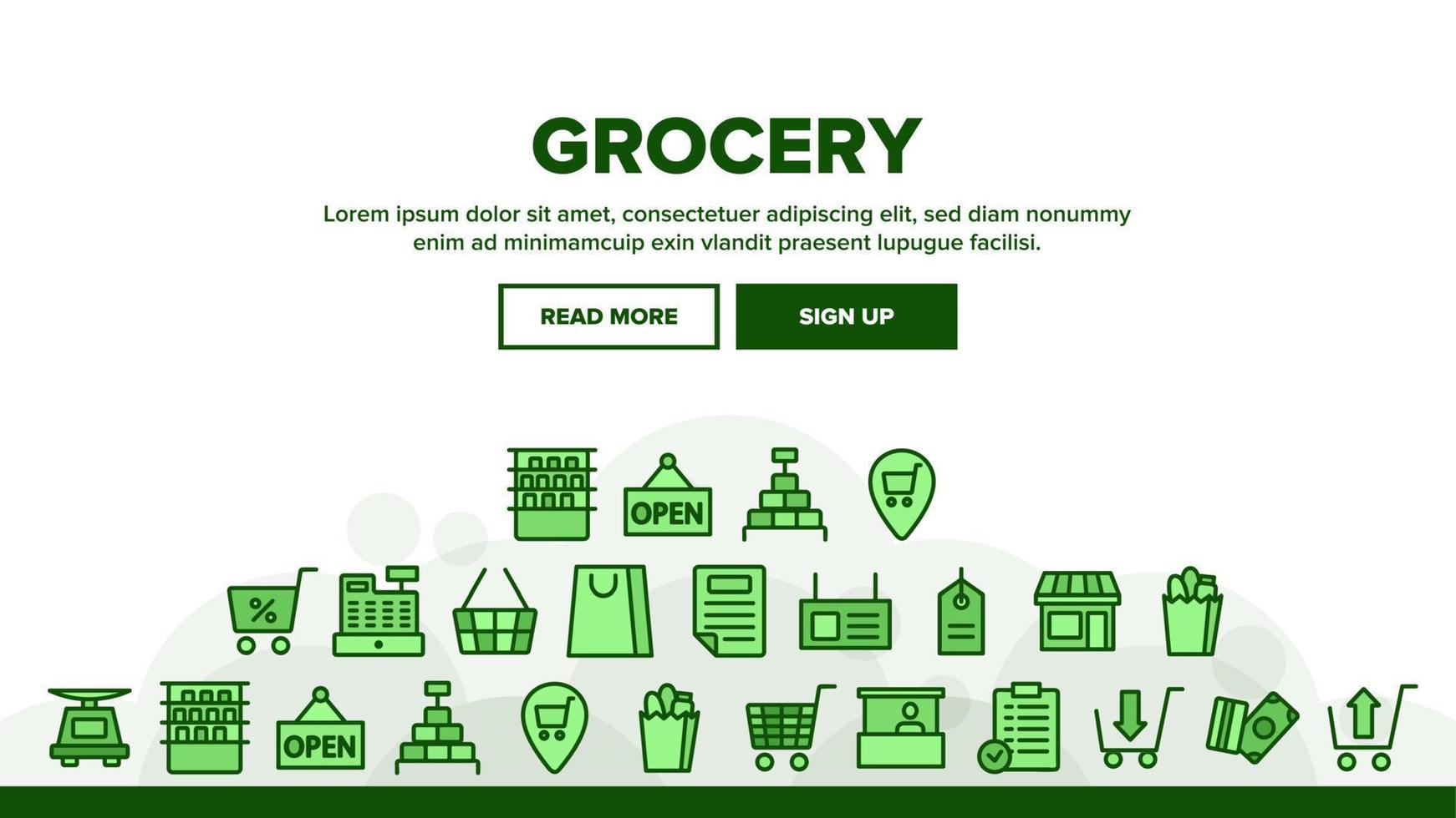 Grocery Shop Landing Header Vector