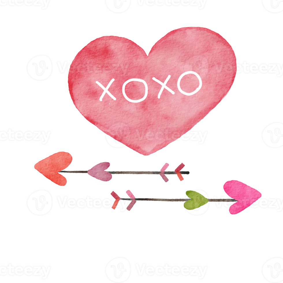 Watercolor illustration of cute valentine objects ,cute item PNG design ,PNG Transparency