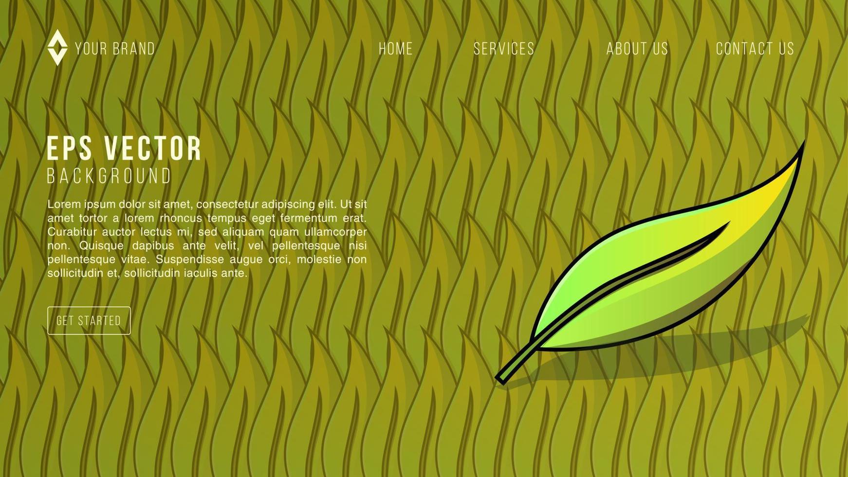 plantilla de página de destino con fondo de patrón amarillo. concepto de ilustración vectorial de diseño botánico tropical para el desarrollo de sitios web vector