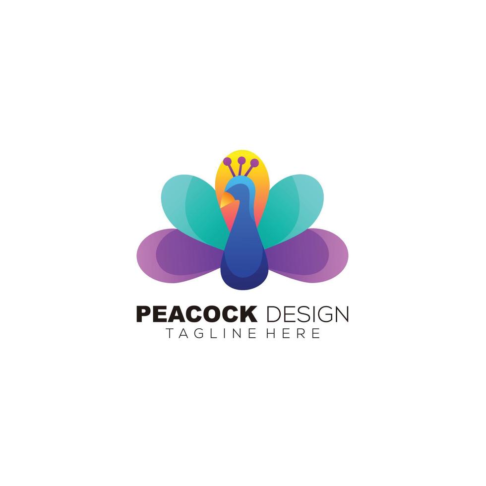 plantilla de diseño colorido de logotipo de pavo real de belleza vector