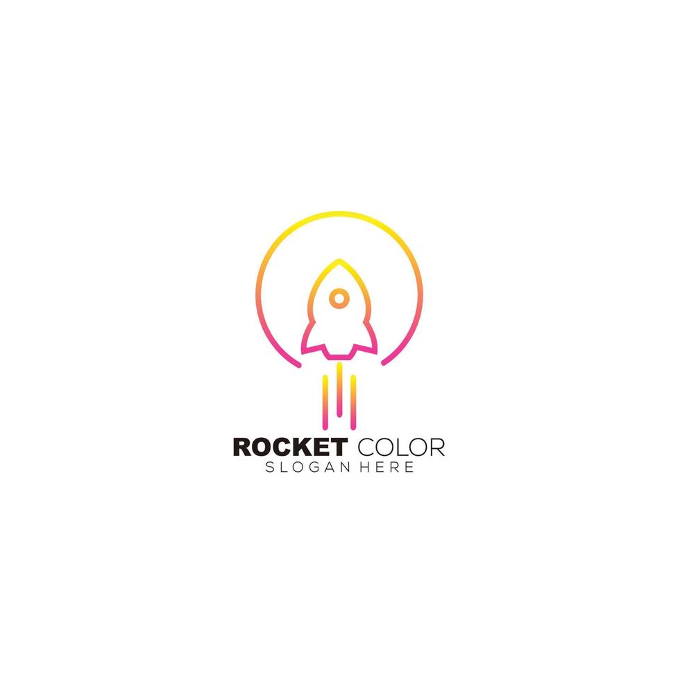 rocket round color logo design line art gradient color vector