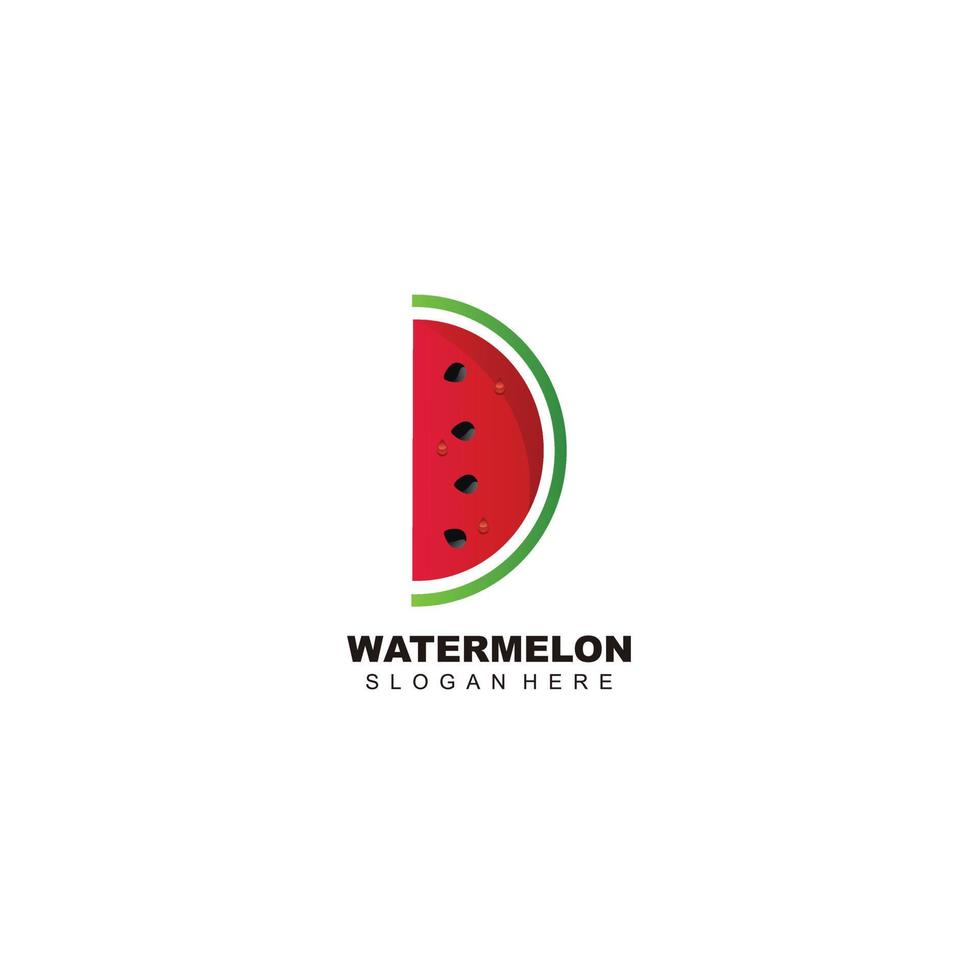 sandía con diseño de plantilla de logotipo inicial d vector