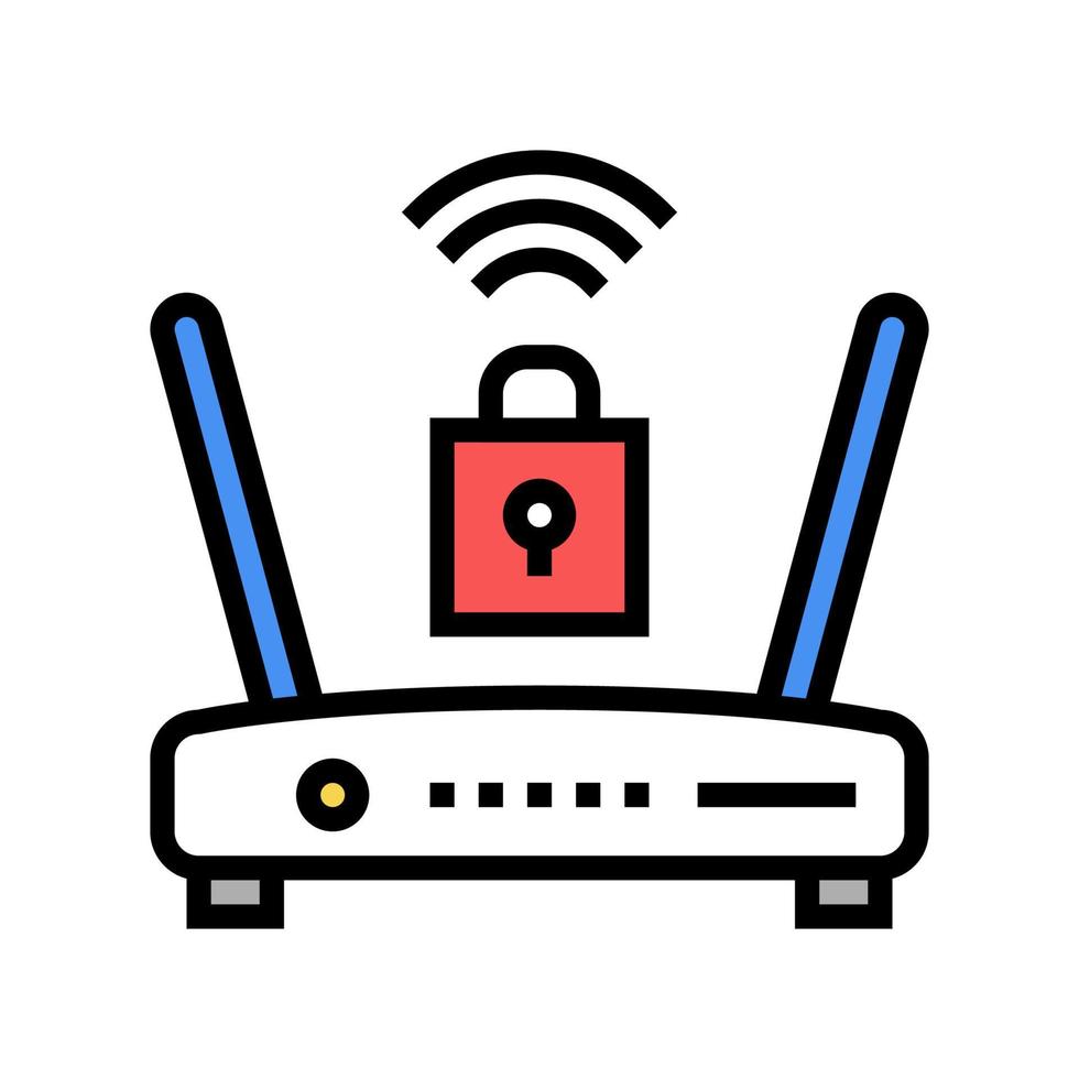 wifi router lock color icon vector illustration