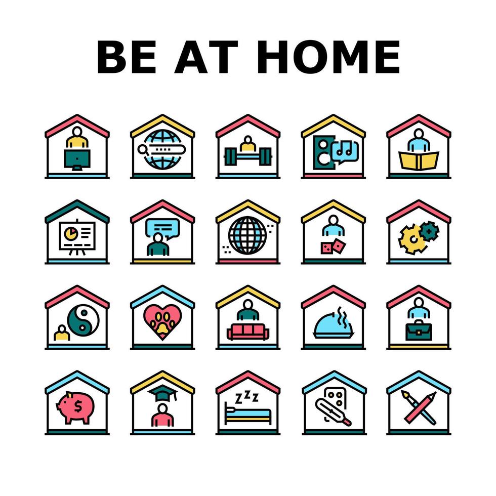 Home Training Course Collection Icons Set Vector