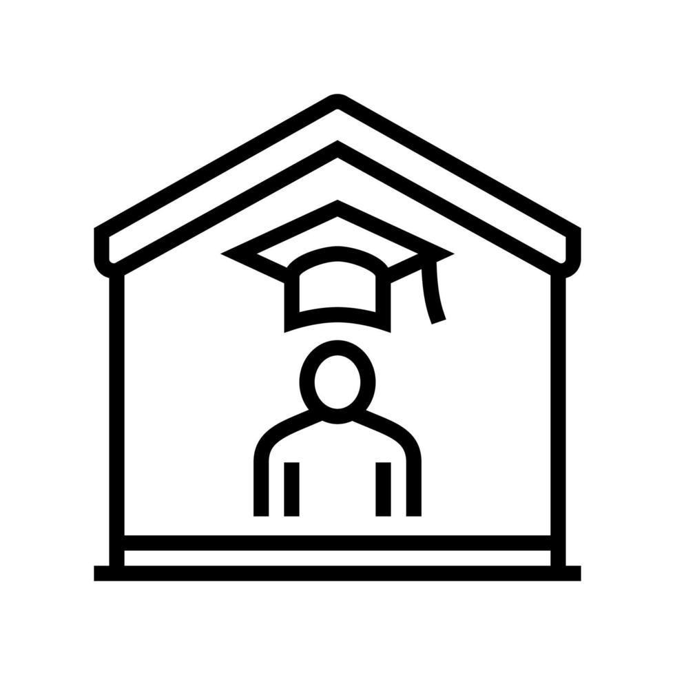 ilustración de vector de icono de línea de educación en el hogar