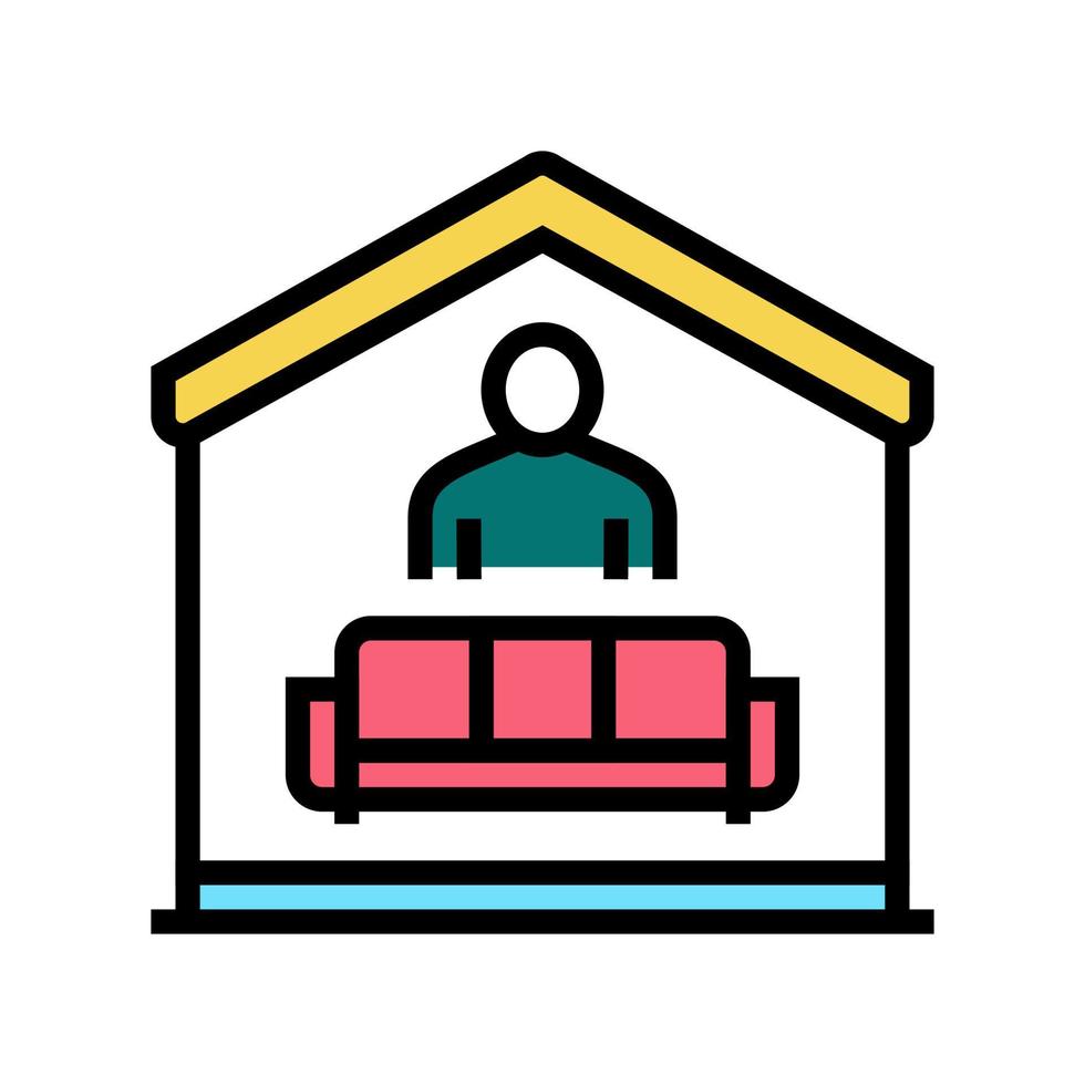 sitting on sofa color icon vector illustration