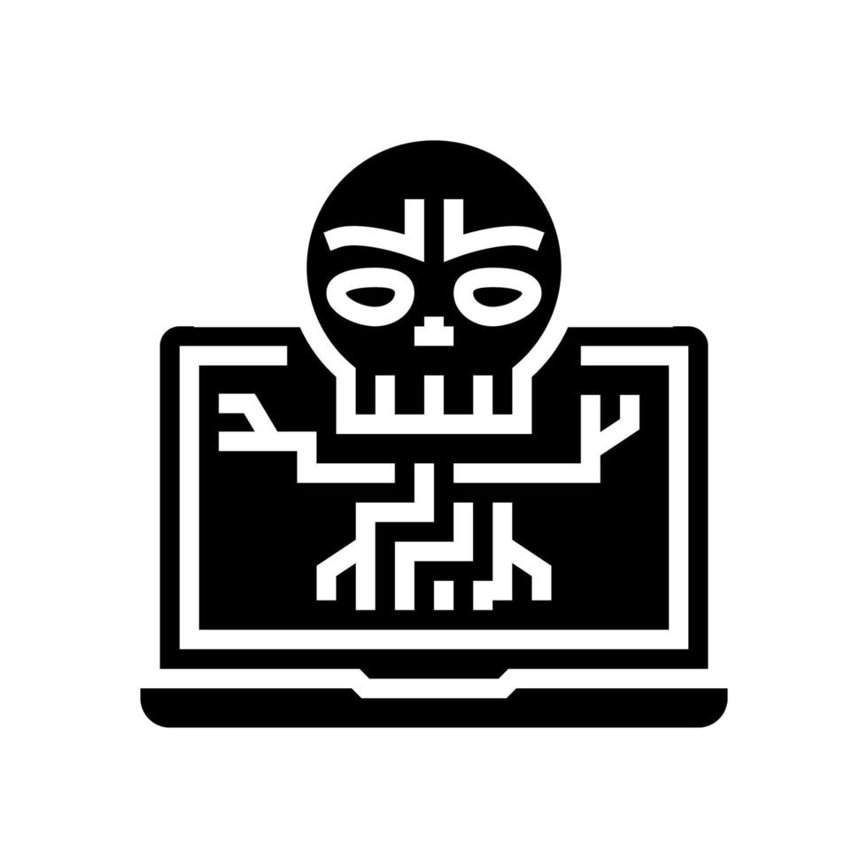 computer death programm glyph icon vector illustration