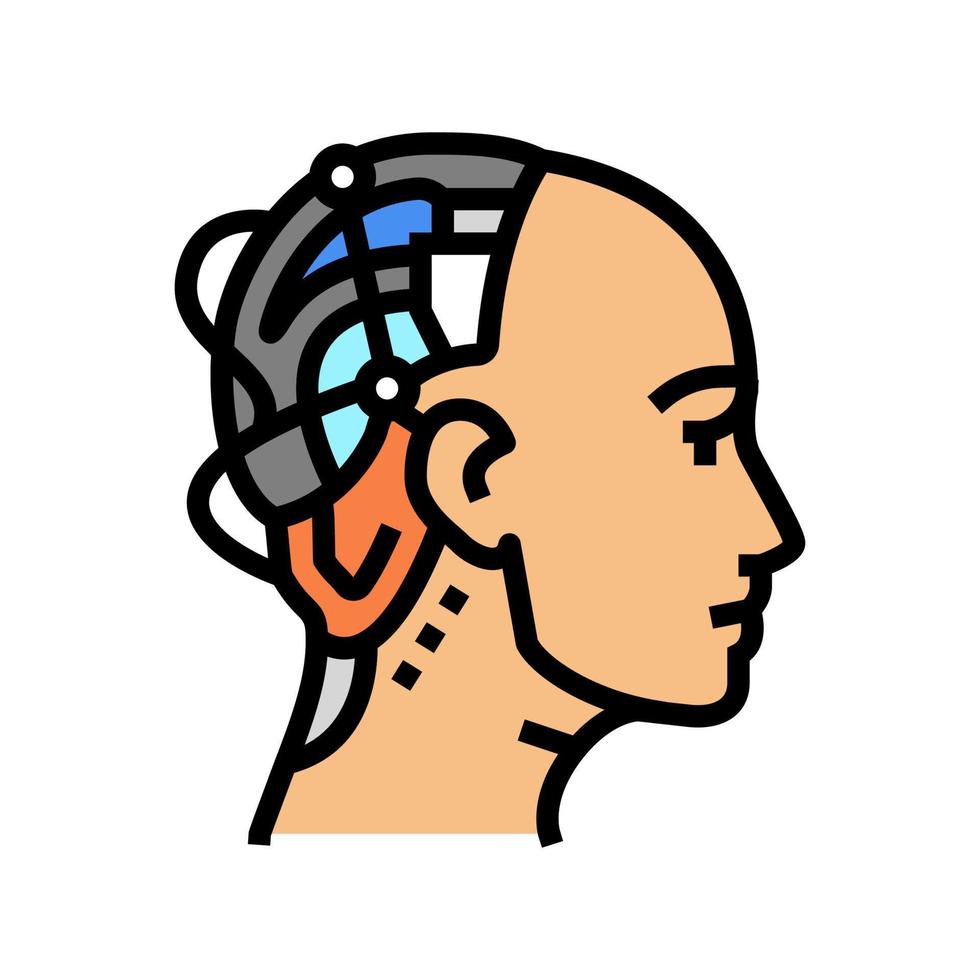 head face robot color icon vector illustration