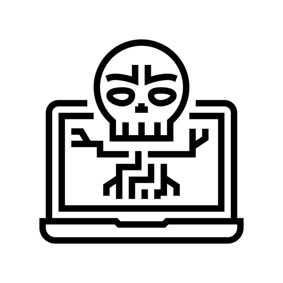 computadora muerte programa línea icono vector ilustración