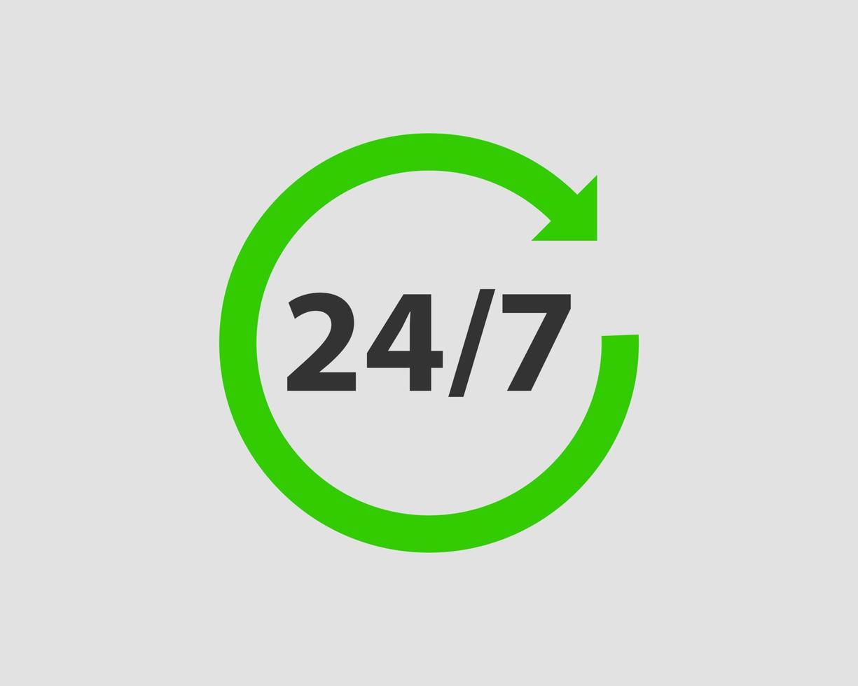 24 7 icon vector. 24 hour service clock. vector