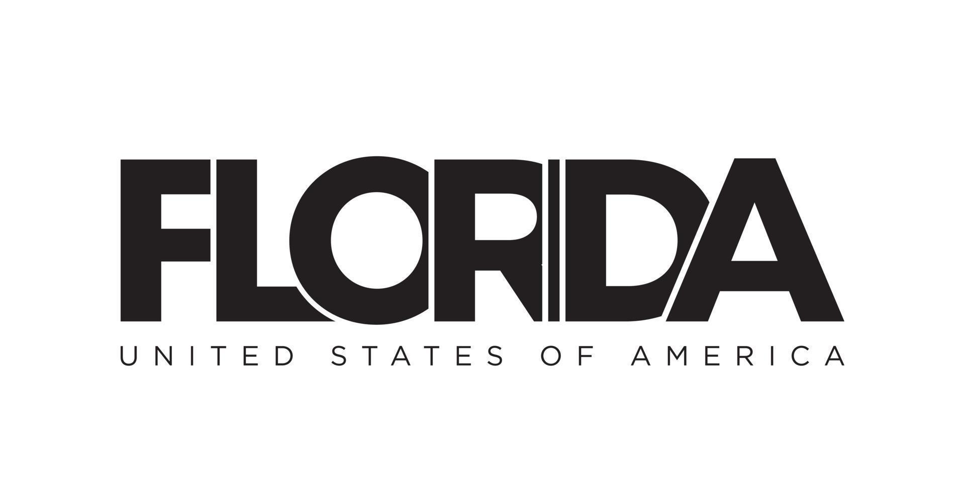 Florida, USA typography slogan design. America logo with graphic city lettering for print and web. vector