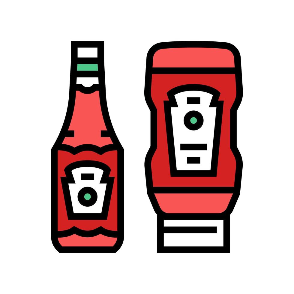 Ilustración de vector de icono de color de botella de salsa de ketchup