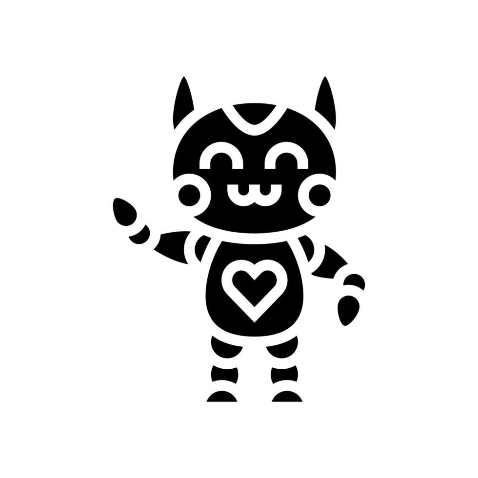 cute robot glyph icon vector illustration