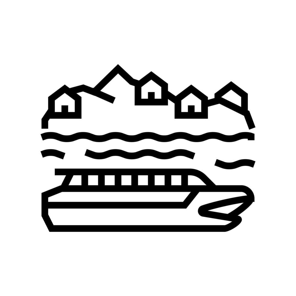 ilustración de vector de icono de línea de crucero por el río