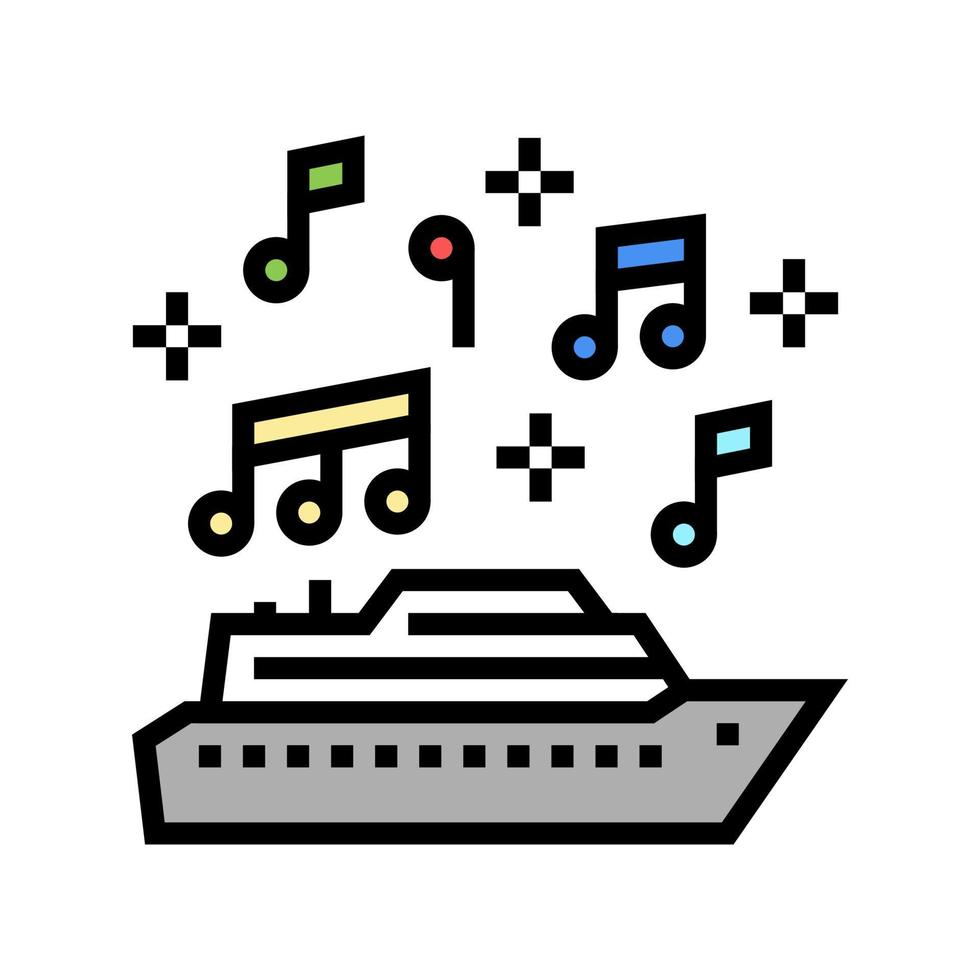 ilustración de vector de icono de color de crucero con temática musical