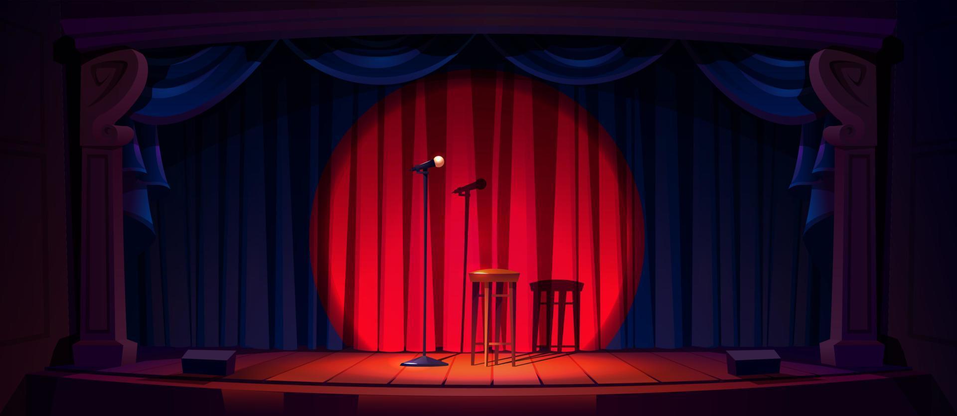 Empty stage ready for stand up show or concert vector