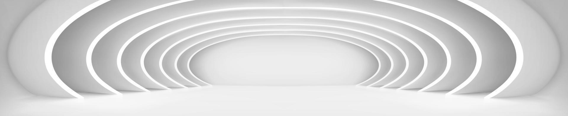 túnel blanco abstracto bajo múltiples arcos redondos vector