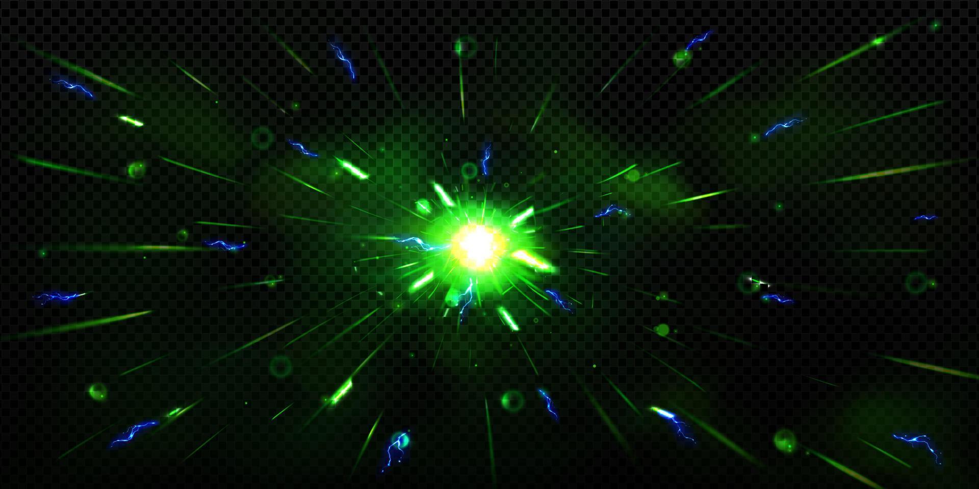 Green light flare effect, bright glow of burst vector