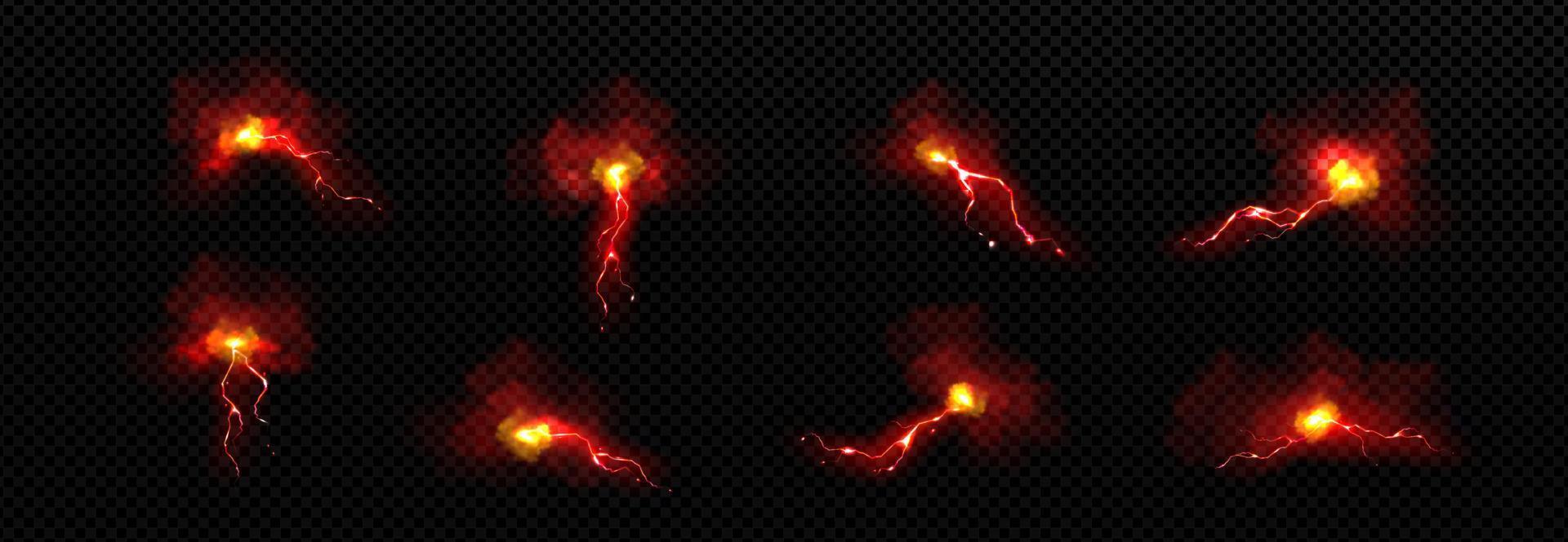 Lightnings, electric thunder bolts in storm clouds vector