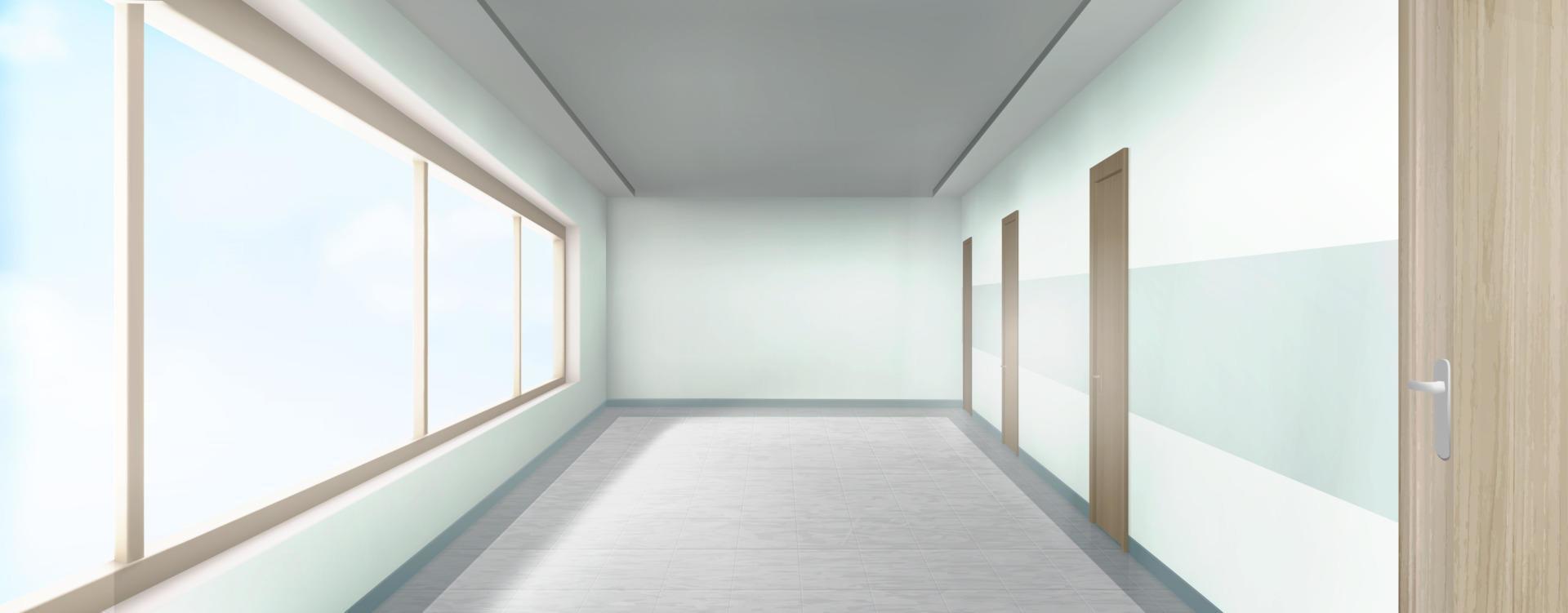 Light empty corridor, 3d hospital, clinic, office vector