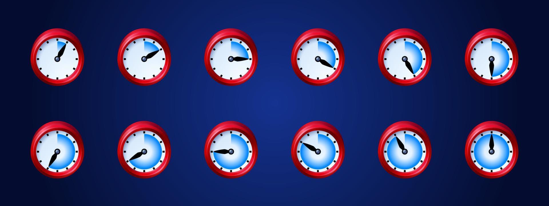 iconos de juego de reloj, hoja de sprite de animación de tiempo vector