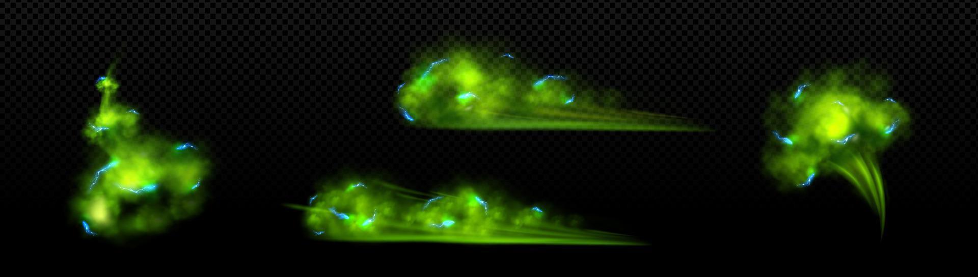 Green fog, toxic steam or wind blows vector