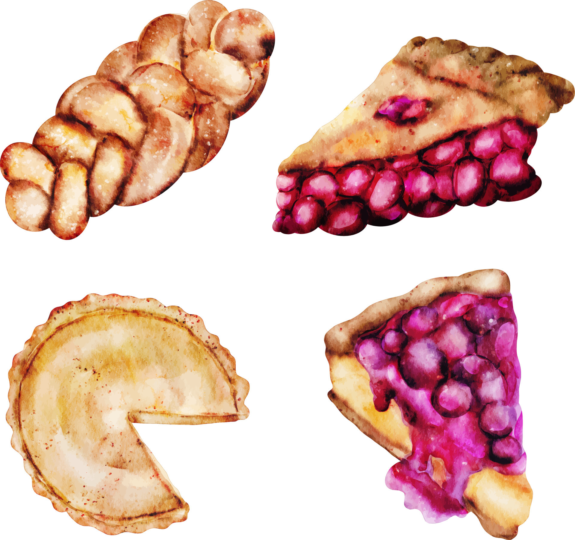 watercolor bread pie and bakery clip art element 18779107 Vector Art at