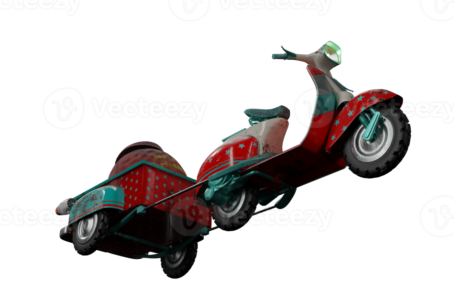 3D Illustration , 3d rendering .  perspective view . Red scooter png