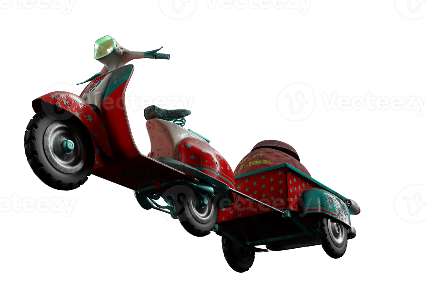 3d illustratie , 3d renderen . perspectief visie . rood scooter png