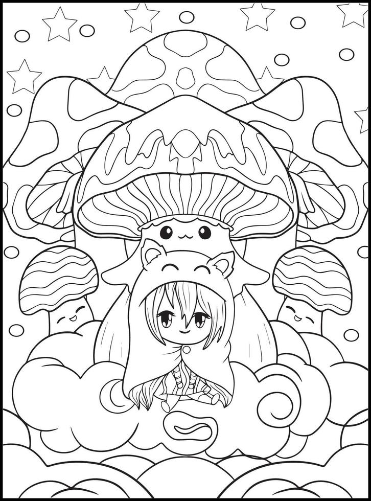 Pastel Goth Chibi Girls Coloring Pages vector