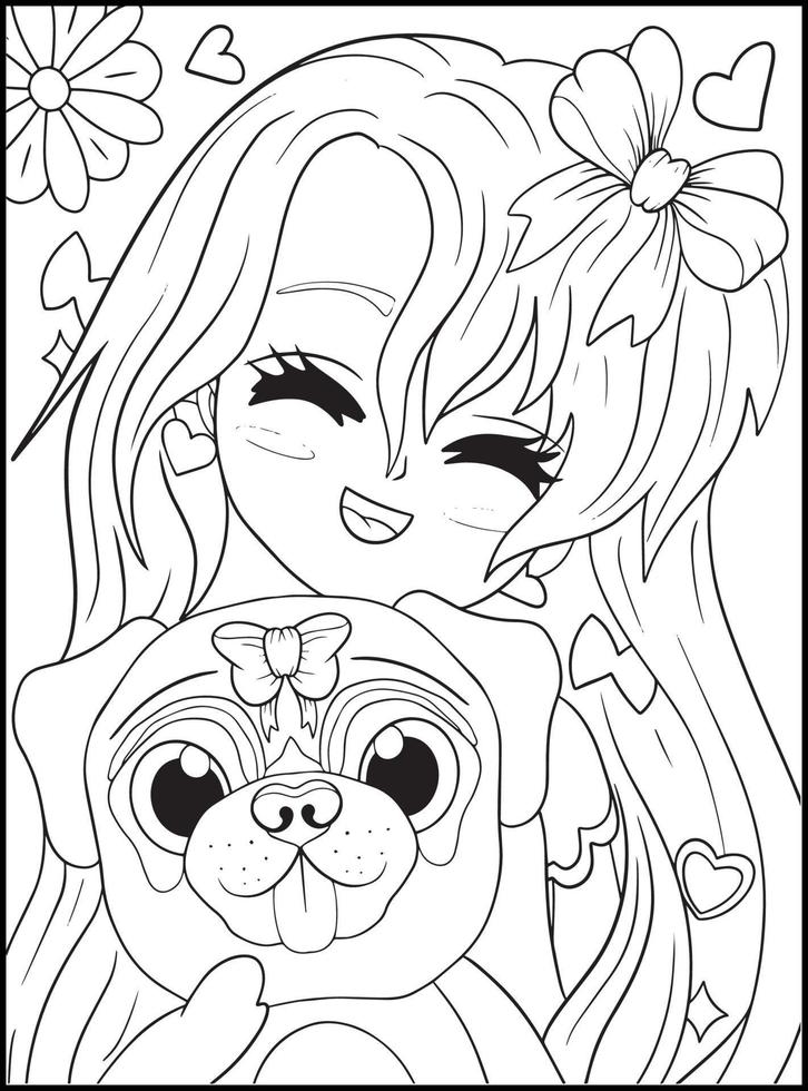 Pastel Goth Chibi Girls Coloring Pages vector