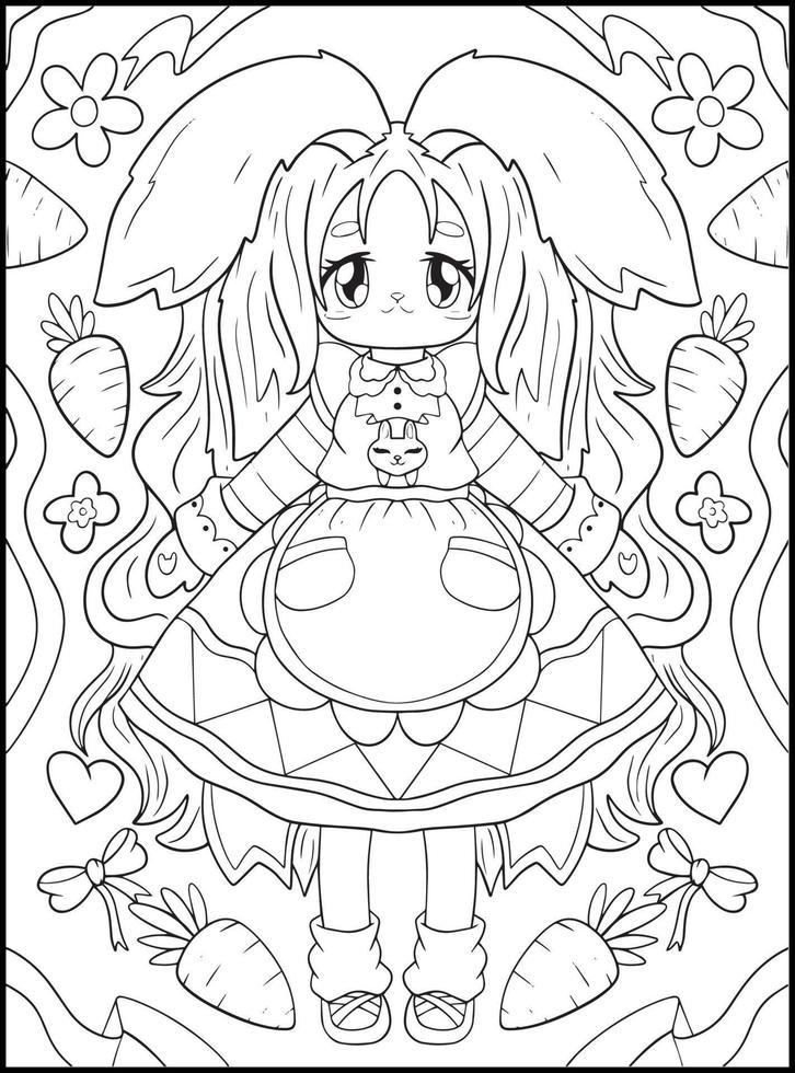 Pastel Goth Chibi Girls Coloring Pages vector