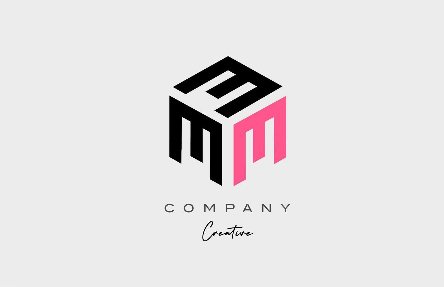 pink M three letter alphabet letter logo icon design. Creative template for business and company vector