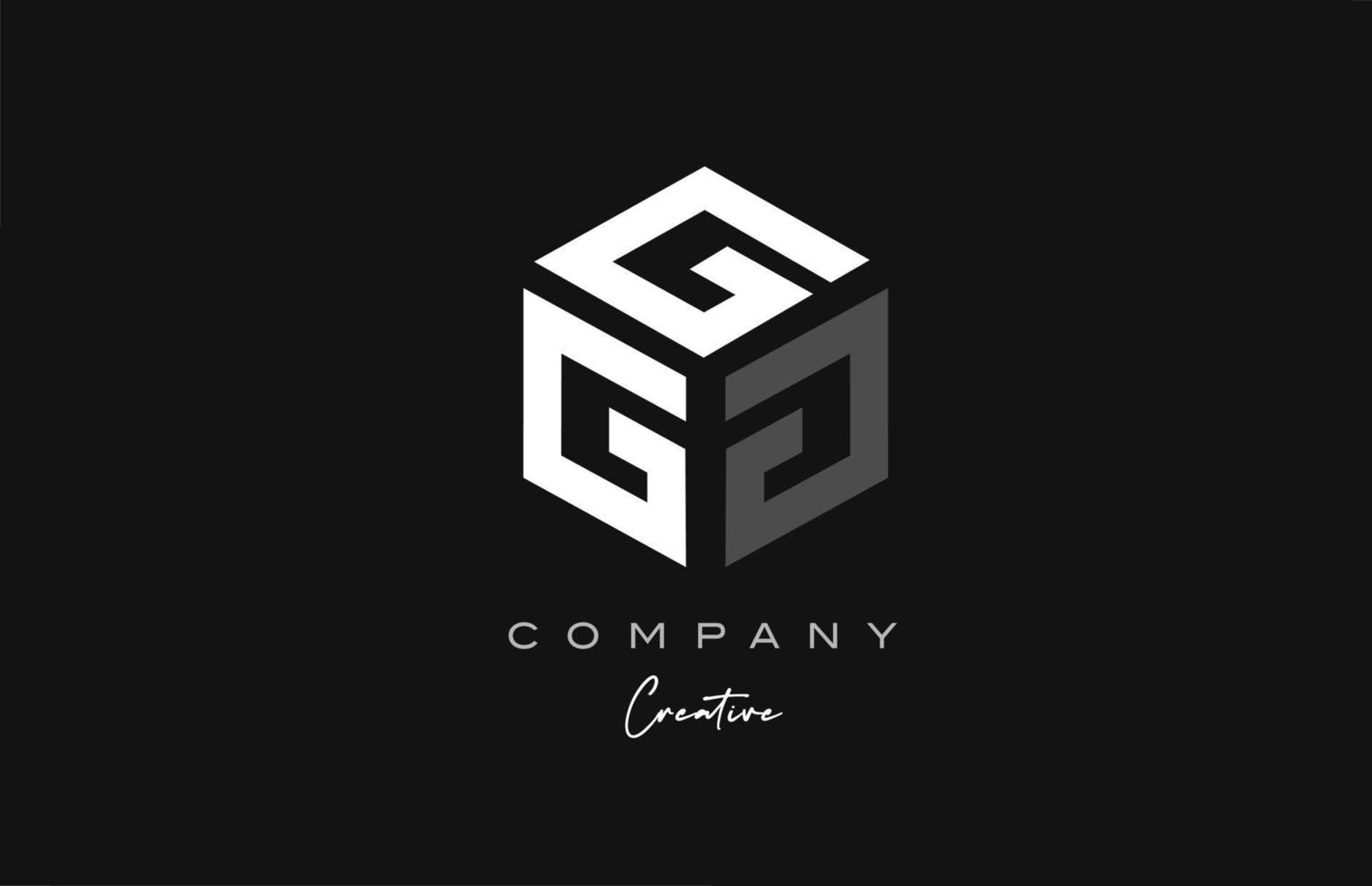 gris blanco g diseño de icono de logotipo de letra de cubo de tres letras. plantilla creativa para empresa vector