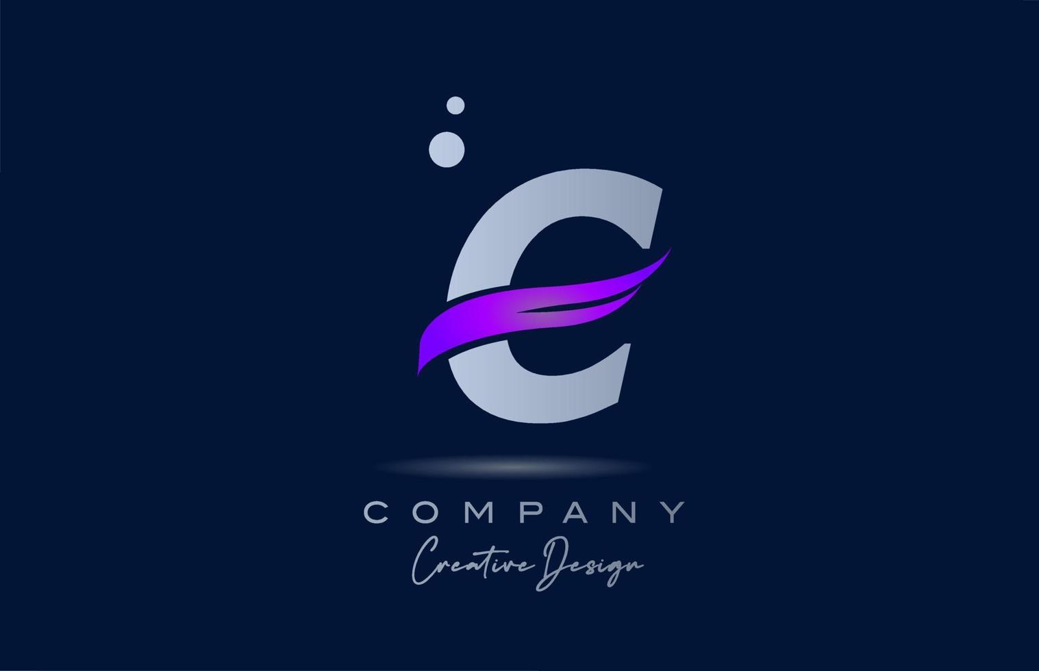 c icono del logotipo de la letra del alfabeto púrpura con swoosh rosa. plantilla creativa para negocios y empresas. vector