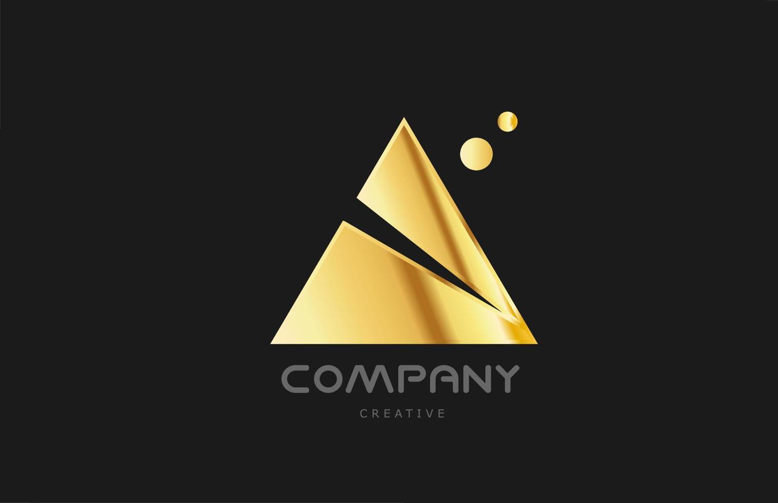 gold golden geometric A alphabet letter logo icon design. Creative template for business and company and in yellow color vector