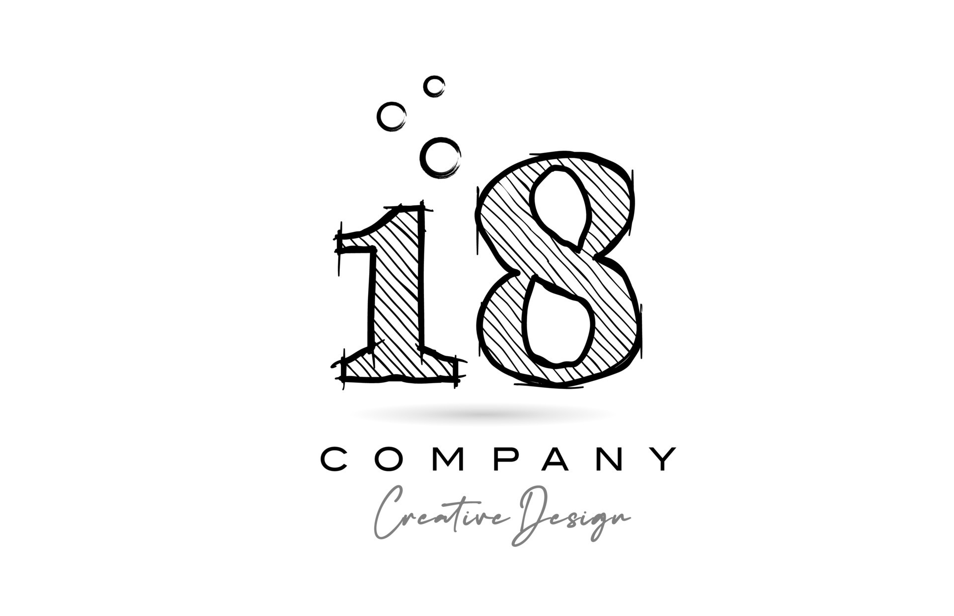 hand drawing number 18 logo icon design for company template Creative