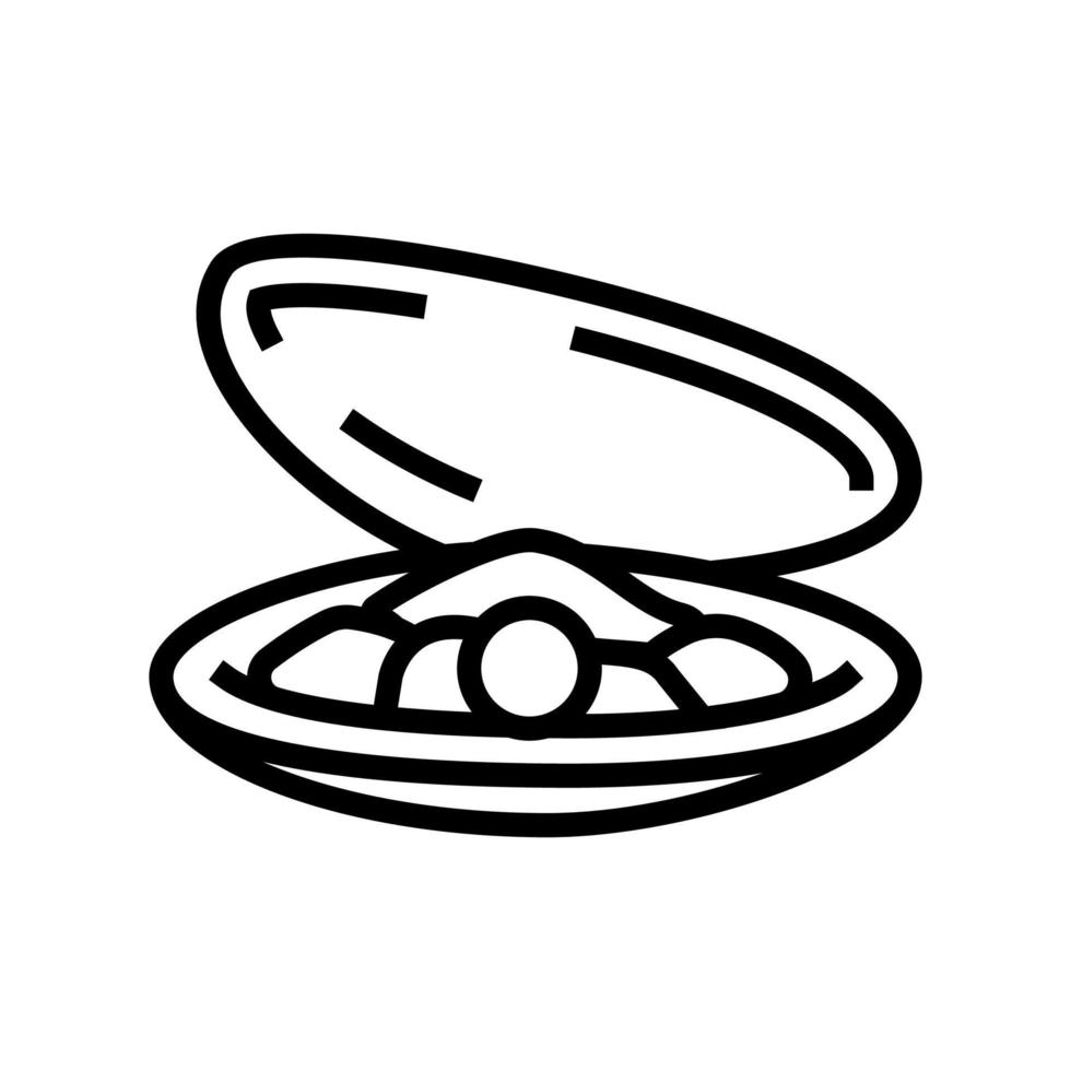 ilustración de vector de icono de línea de concha de ostra perla
