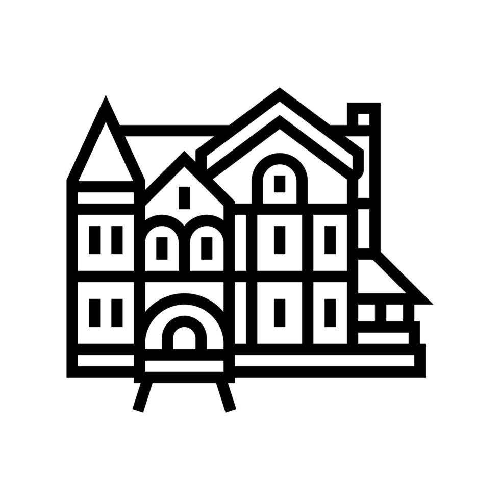 casa victoriana línea icono vector ilustración