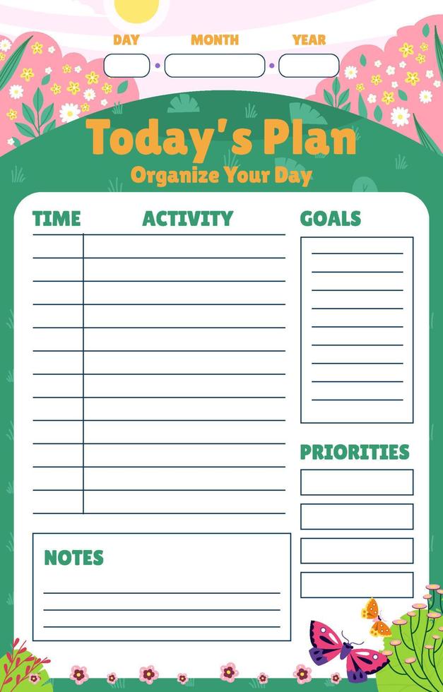 Activity Organizer Spring Season Template vector
