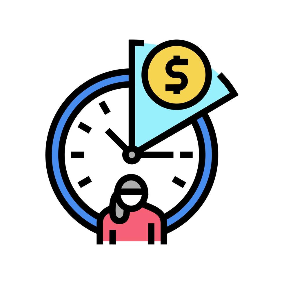 hourly babysitting rates color icon vector illustration