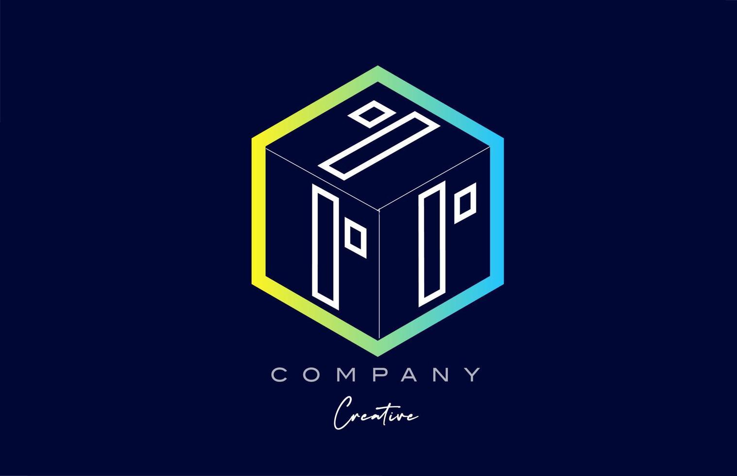 línea i diseño de icono de logotipo de letra de alfabeto de cubo de tres letras con diseño de polígono. plantilla creativa para empresa vector
