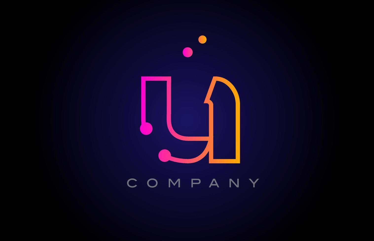 u punto línea alfabeto letra logo icono diseño. plantilla creativa para empresas y empresas en color amarillo rosa vector